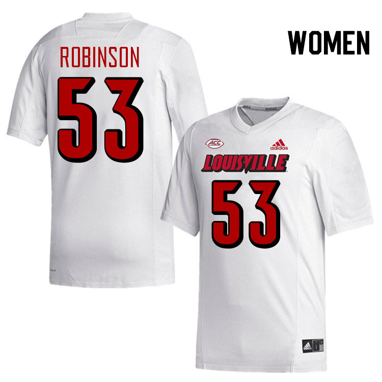 Women #53 Lance Robinson Louisville Cardinals College Football Jerseys Stitched-White